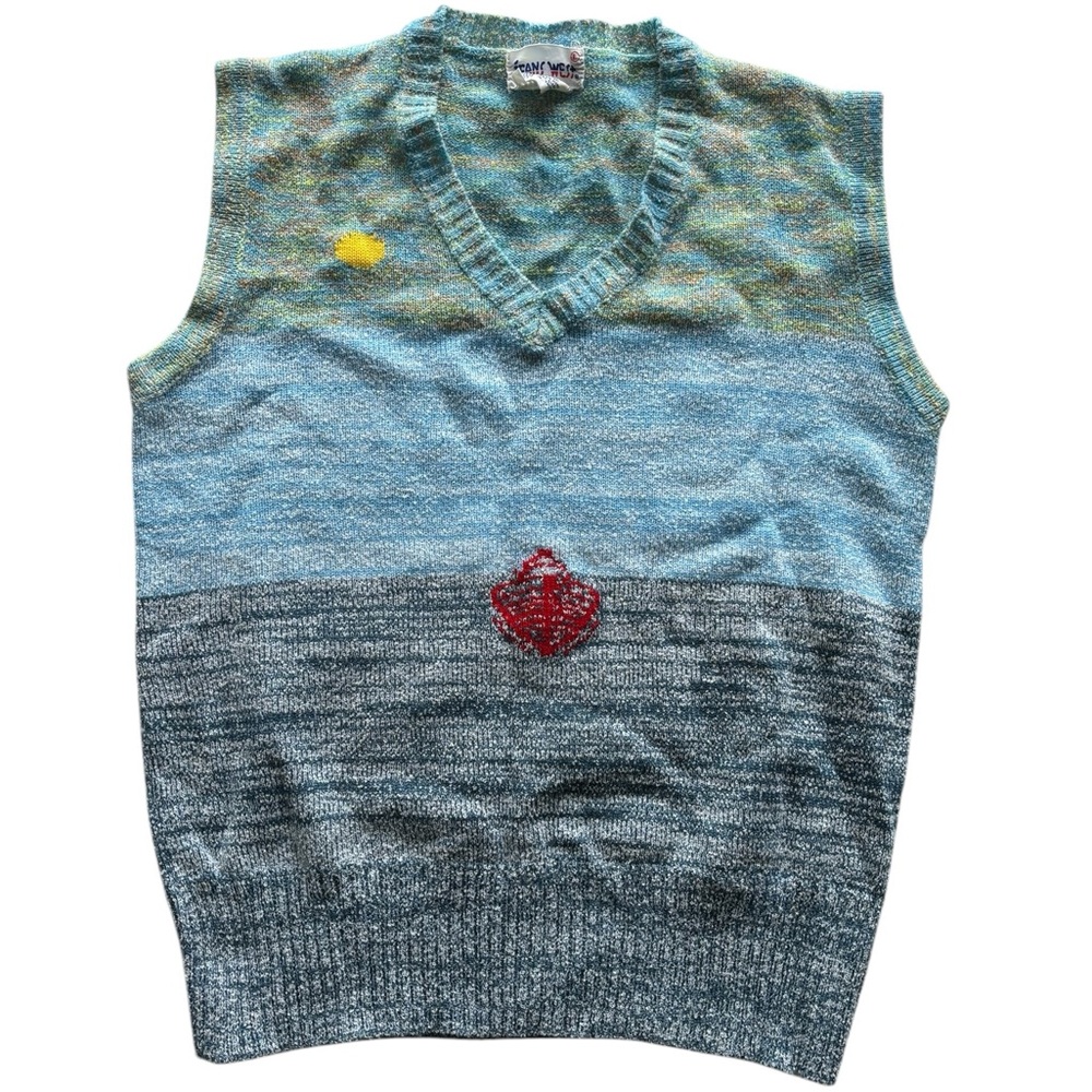 Vintage 80’s Jeans West USA Nautical Sailboat Ocean Sweater Vest
